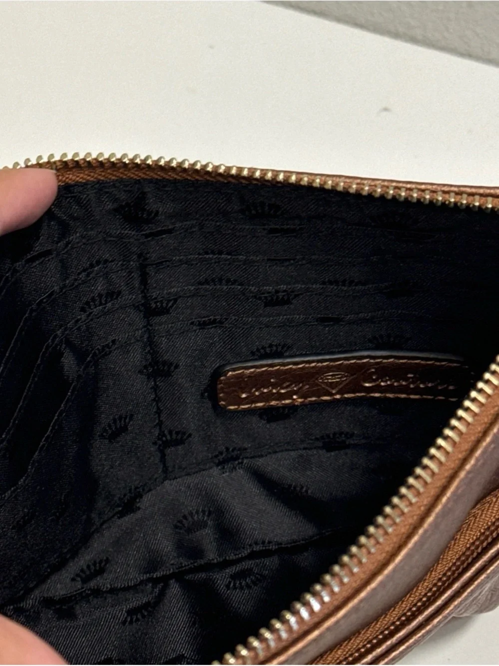 Juicy Couture Metallic Bronze Pleated Wristlet Clutch